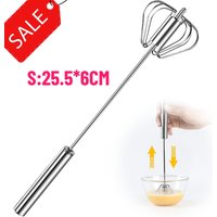 1PCS Stainless Steel Egg Beater Semi-Automatic Whisk Manual Hand Mixer Rotate 360° Egg Mixer Spinner Household Kitchen Utensils