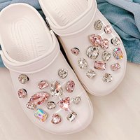 1 Set Summer Fashion Shoe Charms DIY Colored Diamond Crystal Shoe Buckle Decoration for Clogs Shoe Charm Accessories