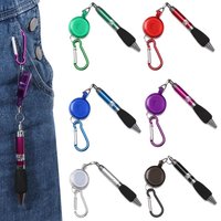 Metal Retractable Pull Rope Ballpoint Pen Lanyard Writing Tools Mountaineering Buckle Key Chain Easy Pull Buckle Pen Stationery