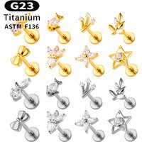 1PC G23 Titanium Internal Thread Ear Stud Tragus Cartilage Helix Daith Piercing Women's Stud Earrings Labret Piercing Jewelry