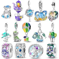 Teapot Hot Air Balloon Sailboat Original Charms Silver Plated Beads Fit Bracelets Bag Keychain Charms Diy Women Gift Accessory