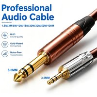 3.5mm To 6.5mm TRS Stereo Audio Cable 1/4 Inch TRS Male AUX Cable 6.35mm TRS Audio Guitar 2M/10M/20M/30M/50M Connection Cable