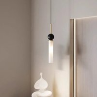Lampa wisząca z naturalnego marmuru w kształcie kuli, kinkiet do przedpokoju, restauracji, korytarza, sypialni, mosiężny biały akrylowy klosz, żarówka G9