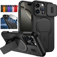 For Magsafe Magnetic Wireless Charging Case for IPhone 16 15 14 13 12 11 Pro Max Plus 16e Armor Stand Slide Lens Protector Cover