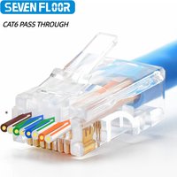 Cat6 CAT6A Pass Through RJ45 Modular Plug Network Connectors UTP Gold-Plated 1.1mm Hole End for Ethernet Cable