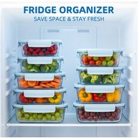 Rockblue Glass Bowl Set with Lids–Airtight,Leak-Proof,Microwave & Fridge Safe–BPA-Free Lunch Box for Home Kitchen