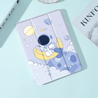 Étui d'astronaute mignon Compatible avec iPad iPad 9,7 pouces (6e/5e génération, 2018/2017)Mini4/5,Air4/5 10,9 pouces, avec porte-stylo