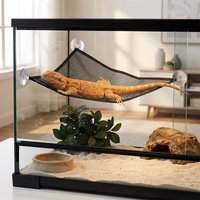 Reptile Hammock, Triangular Lizard Hammock with Strong Suction Cups, Breathable Mesh Climbing Swing for Bearded Dragon, Gecko, S