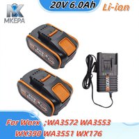 For WORX tool - original 20V 6.0Ah lithium battery WA3553 WA3551 WA3553.1 WA3572 WX390 , rechargeable