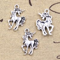 20pcs Charms Horse Unicorn 23x15mm Antique Silver Color Pendants DIY Crafts Making Findings Handmade Tibetan Jewelry