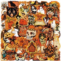 50PCS Retro Halloween Fun Graffiti Stickers Decorative Water Bottle Stationary Pumpkin Monster Waterproof Horror Stickers