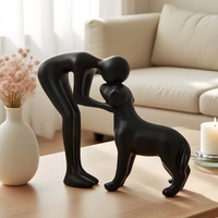 Abstract Human and Dog Resin Statue, Minimalist Man Hug Dog Sculpture for Living Room Tabletop Home Decor Gift for Dog Lovers