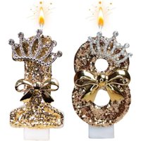 New 0-9 Number Birthday Candles original Golden Bow Crown birthday cake digital party anniversary candle decoration