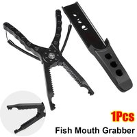 1Pcs Durable Skidproof Fish Mouth Grabber Adjustable Rope Metal Flat Tweezer Controllers Grippers Fishing Tackle Tool