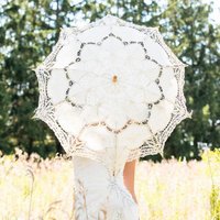 Convenient Sun Umbrella Delicate 2 Colors Lace Flower Pattern Visual Effect Sunshade Cotton Summer Umbrella for Dancing Decor