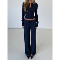 Absobe Winter Women Knit Cardigan Sweater Top Set Long Sleeve Low Waist Pants 2 Piece Soft Solid Color Fashion Casual Outfit