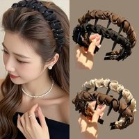 Fluffy High Skull Satin Full Sky Star Hot Diamond Headband for Women with Teeth Anti Slip Headband, High-End Feeling, Light Luxu