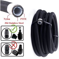 1M/2M/3M/5M AN3 AN4 AN6 AN8 AN10 Universal E85 Fuel Hose Oil Gas Cooler Line Pipe Tube Inside PTFE Nylon Stainless Steel Braided