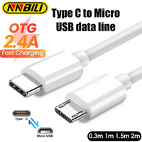NNBILI 2.4A USB C To Micro Fast USB USB-C Adapter Data Cable for Samsung Huawei Xiaomi MacBook Pro OTG Mobile Phone Micro USB Ca