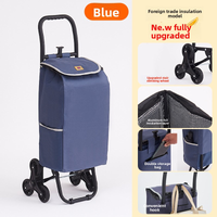 Portable wheeled trolley, climbing three wheeled folding elderly shopping cart, grocery cart, insulated Oxford cloth bag