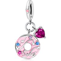 New Sweet Donut Pendant Charm Silver Plated Fit Original Pan Bracelets Necklaces Fashion DIY Jewelry Gifts for Women