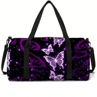Women's Large Travel Bag Purple Butterfly Pattern Multi-Functional Duffle Tote Bag Handbags Waterproof Gym Bags For Boys/Girls