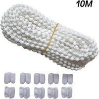 White Plastic Ball Bead Chain Cord for Roller Blind Fitting, 5M/10M Roller and Roman Shade Blind Replacement Beaded Chain Cord
