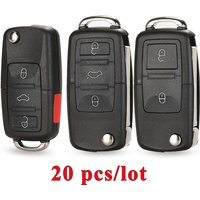 jingyuqin 20pcs/lot Flip Car Remote Flip Key Shell Case Fob For Vw Jetta Golf Passat Beetle Polo Bora MK4 Seat Altea Skoda