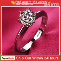 Never Fade White Gold Color Rings Women High Quality Zircon Ring Original Tibetan Silver Wedding Band Bridal Jewelry Accessories