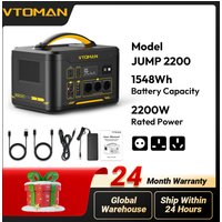 VTOMAN JUMP 2200 Station de Puissance 1548Wh Batterie LiFePO4 Sortie AC 2200W Énergie d'Urgence pour Camping en Plein Air, Usage Domestique, Voyage en Camion-Car