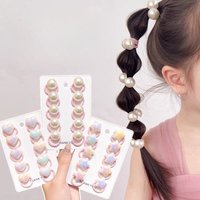 10Pcs Kids Hair Ties Set Elastic Pearl/Heart/Star Hair Bands No Hurt Ponytail Holders For Girls Daily Party Hair Accessories