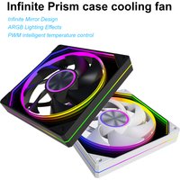 Infinite Prism ARGB Case Fan, 120mm PWM PC Cooling Fan, 5V 3Pin Aura Sync RGB Fan with Infinite Mirror Design, High Airflow Quie