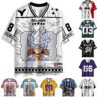 One Piece Anime Luffy Gear 5 Nika Oversize V-Neck Jersey Unisex Streetwear YELLBRUH Graphic Daily Casual Outfit T-shirt for Fans