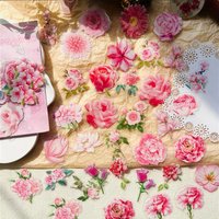 60 pcs Flower Leaf Scrapbook Stickers Journaling Supplies for Daily Planner Junk Journal Card Making PET Decor Stickers