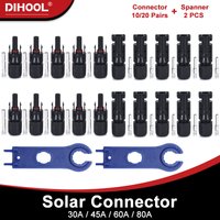 10 Pairs 20PCS Solar Connector 30/45/60/80A Spanner IP67 PV DC Cable Plug Male Female Solar System Photovoltaic Panel Connectors