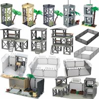 WW2 Military Base Watch Tower Building Kit Army Soldier Bricks Battlefield Model Toy for Children DIY Assembly