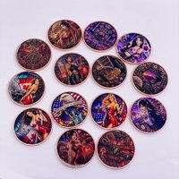 1oz Copper Plated Commemorative Coin Colorful Art Lady Pattern World Country Collectible Challenge Coin Home Decor Souvenir Gift