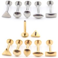 1PC Titanium Water Drop Triangle Rectangle Round Labret Lip Stud Ring Ear Tragus Cartilage Barbell Earring Body Piercing Jewelry