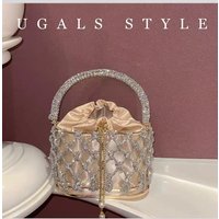 Luxury Glitter Rope Knotted Hollow Out Women Handbag Bling Shiny Diamonds Evening Bag Wedding Party Clutch Purse Shoulder Bag