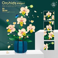 Blocs de construction d'orchidées fleurs, accessoire de décoration d'intérieur pour adultes, collection botanique, idée cadeau Saint Valentin (606 pièces)