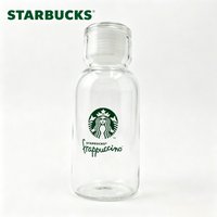 Starbucks 300ml Clear Glass Water Bottle, Minimalist Frappuccino Print, Leakproof Cap, Portable for Daily Use starbucks cup