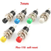 6pcs Small Round Button PBS-110/NO PBS-111/NC 2 Foot Self-resetting No Lock Switch Button Switch 7MM Miniature Color Mixing