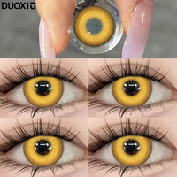 DUOXIU 2 pièces nouvelles lentilles de contact colorées pour les yeux Anime oeil avec degrés lentilles de contact jaunes Halloween élèves maquillage lentilles de contact