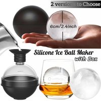 NEW Silicone Ice Ball Maker 2.4Inch Whiskey Large Sphere Ice Mold 2 in 1 Funnel Lid Cocktails Ice Cube Tool Kitchen Gadgets