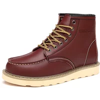 Winter Warm Men Boots Leather Mens Snow Boots with Fur Handmade Waterproof Male Ankle Boots No-slip High Top Male Work Shoes