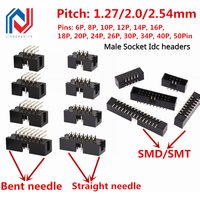 10Pcs Pitch 1.27mm 2.0mm 2.54mm Male Socket straight idc box headers PCB CONNECTOR DOUBLE ROW DC3 HEADER Dip 6/10/20/26/34/40Pin