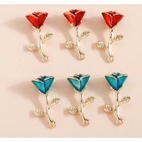 Leslie 4pcs 12*24mm Exquisite Alloy Enamel Rose Charms for DIY Earring Bracelet Necklace Pendants Handmade Jewelry Making