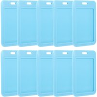 10pcs Sliding Id Card Holder Badge Protector Pouch, Light Blue Plastic Sleeve with Window for Office and School