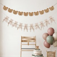 Neutral Boho Bear Baby Shower Banner Decorations We Can Bearly Wait Party Teddy Bear Garland Birthday Wall Decorations Supplies