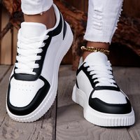 ZERJER Unisex Sneakers, New Arrival Large Size Classic Retro Men's Sports Skate Shoes, White Thick-Soled Tennis Shoes, Solid Col